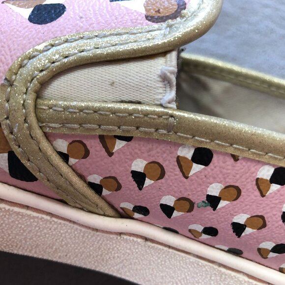 Coach Heart Print Blush Pink Gold Trim Heart Slip On Shoes Size 10B - Picture 16 of 16